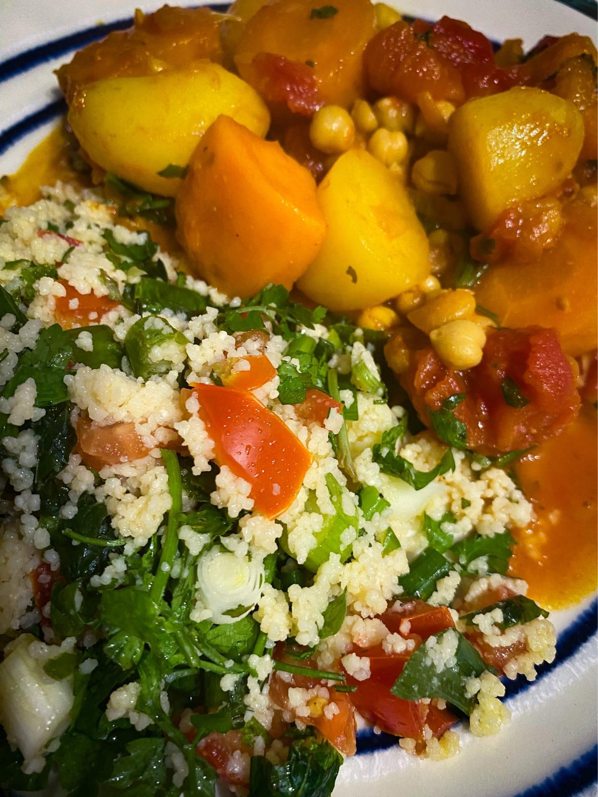Moroccan vegetable tagine with couscous tabbouleh